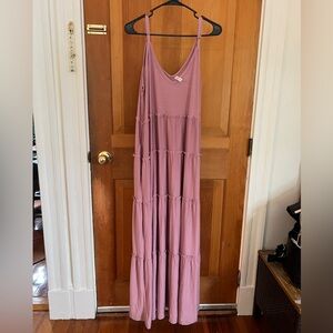 Zenana V-Neck Cami Maxi Tiered Dress with Side Pockets